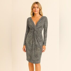 Norma Kamali Gray Animal Print Dress Long sleeve small